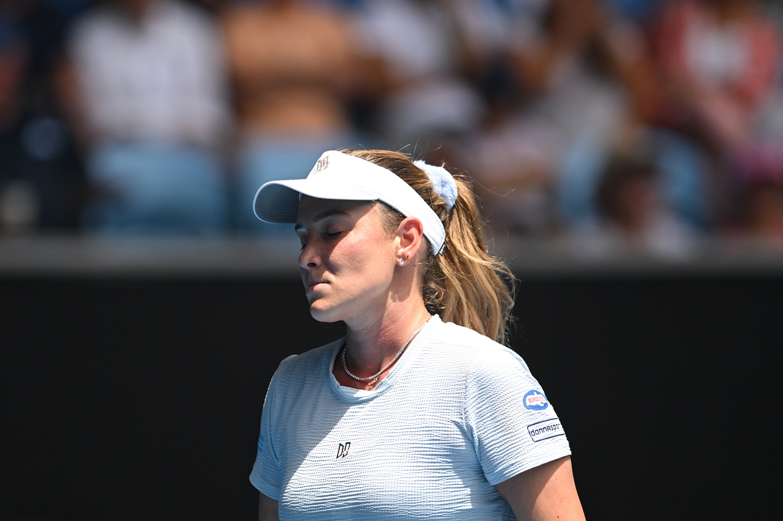 epa11829510 Donna Vekic of Croatia reacts during her round three match against Diana Shnaider of Russia in the 2025 Australian Open tennis tournament in Melbourne, Australia, 17 January 2025.  EPA/LUKAS COCH AUSTRALIA AND NEW ZEALAND OUT