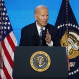 epa11831773 US President Joe Biden speaks at the US Conference of Mayors in Washington, DC, USA, 17 January 2025. The conference brings together mayors from across the United States to discuss common interests.  EPA/WILL OLIVER