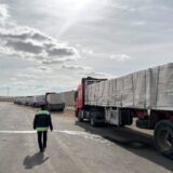 epa11835750 Trucks carrying humanitarian aid bound for the Gaza Strip wait near Al-Arish to go to Rafah border crossing between the Gaza Strip and Egypt, 19 January 2024, before a ceasefire in Gaza is set to come into effect. Israel and Hamas agreed on a hostage release deal and a Gaza ceasefire to be implemented on 19 January 2025. More than 46,000 Palestinians have been killed in the Gaza Strip, according to the Palestinian Ministry of Health, since Israel launched a military campaign in the strip in response to a cross-border attack led by the Palestinian militant group Hamas on 07 October 2023, in which about 1,200 Israelis were killed and more than 250 taken hostage.  EPA/MOHAMED HOSSAM