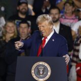 epa11853174 US President Donald J. Trump speaks at an event at the Circa Resort and Casino in Las Vegas, Nevada, USA, 25 January 2025.  EPA/BIZUAYEHU TESFAYE