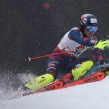 epa11854000 Filip Zubcic of Croatia in action during the first round of the Men's Slalom race at the FIS Alpine Skiing World Cup in Kitzbuehel, Austria, 26 January 2025.  EPA/ANNA SZILAGYI