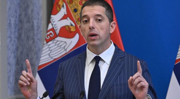 Serbian Foreign Minister Marko Duric gestures during a joint press conference with the Hungarian Foreign and Trade Minister (not in picture) in Budapest, Hungary, on May 17, 2024. The Serbian guest pays a one-day official visit to Budapest.,Image: 873861681, License: Rights-managed, Restrictions: , Model Release: no, Credit line: Attila KISBENEDEK / AFP / Profimedia