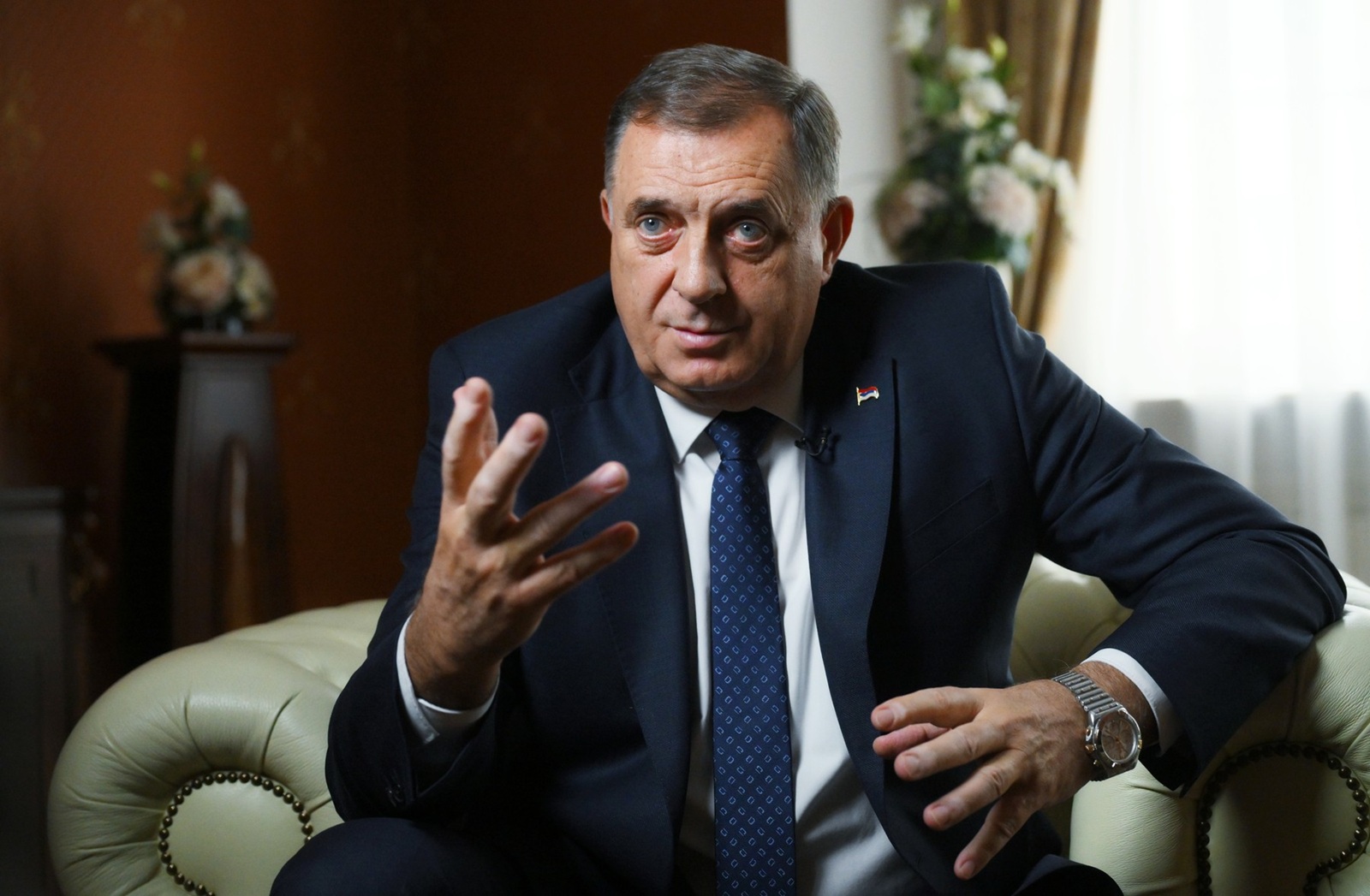 8791398 24.10.2024 President of the Republic of Srpska Milorad Dodik during an interview with RIA Novosti. Images can be used on the condition that the photographer’s name and source are mentioned in the following order: “name of the photographer / brics-russia2024.ru host photo agency.”  / Photohost agency brics-russia2024.ru,Image: 925839672, License: Rights-managed, Restrictions: Editors' note: THIS IMAGE IS PROVIDED BY RUSSIAN STATE-OWNED AGENCY SPUTNIK., Model Release: no, Credit line: Alexey Nikolskiy / Sputnik / Profimedia