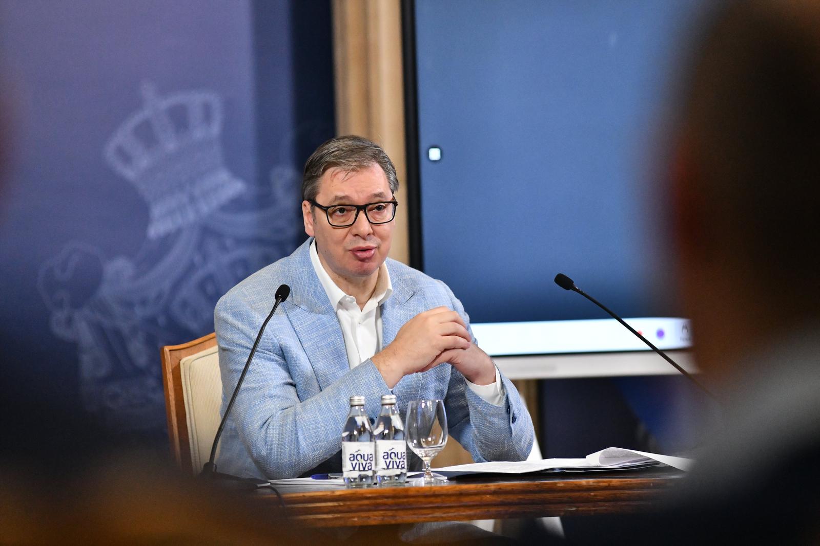 01, December, 2024, Belgrade - The President of the Republic of Serbia, Aleksandar Vucic, addressed the citizens at the Palace of Serbia. Aleksandar Vucic. Photo: L. L./ATAImages

01, decembar, 2024, Beograd - Predsednik Republike Srbije Aleksandar Vucic obratio se gradjanima u Palati Srbija. Photo: L. L./ATAImages Photo: L. L./ATAImages/PIXSELL