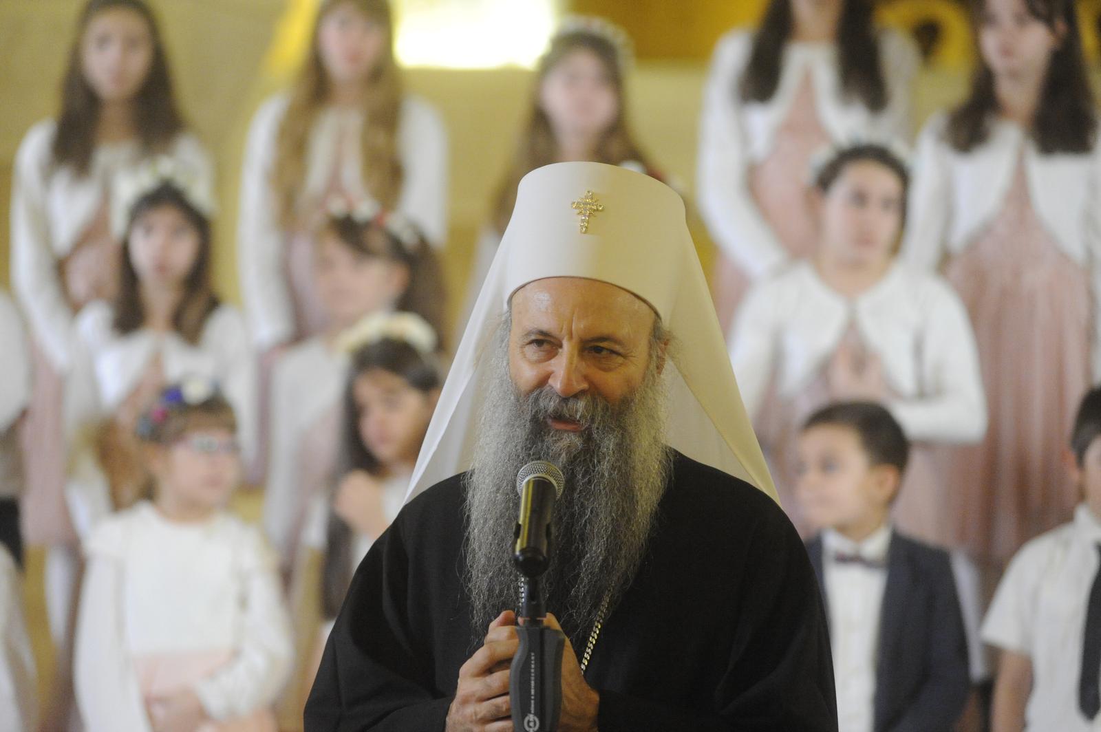 03, January, 2024, Belgrade - in the Church of Saint Sava, the Serbian Patriarch Porfirije distributed gift packages on the occasion of the upcoming Christmas to children without parental care and students of schools near Belgrade hospitals. Patrijarh srpski Porfirije.   .

03, januar, 2024, Beograd - u Hramu Svetog Save patrijarh srpski Porfirije delio je poklon paketice povodom predstojećeg Bozica deci bez roditeljskog staranja i ucenicima skola pri beogradskim bolnicama. .   . Photo: M. A./ATAImages/PIXSELL