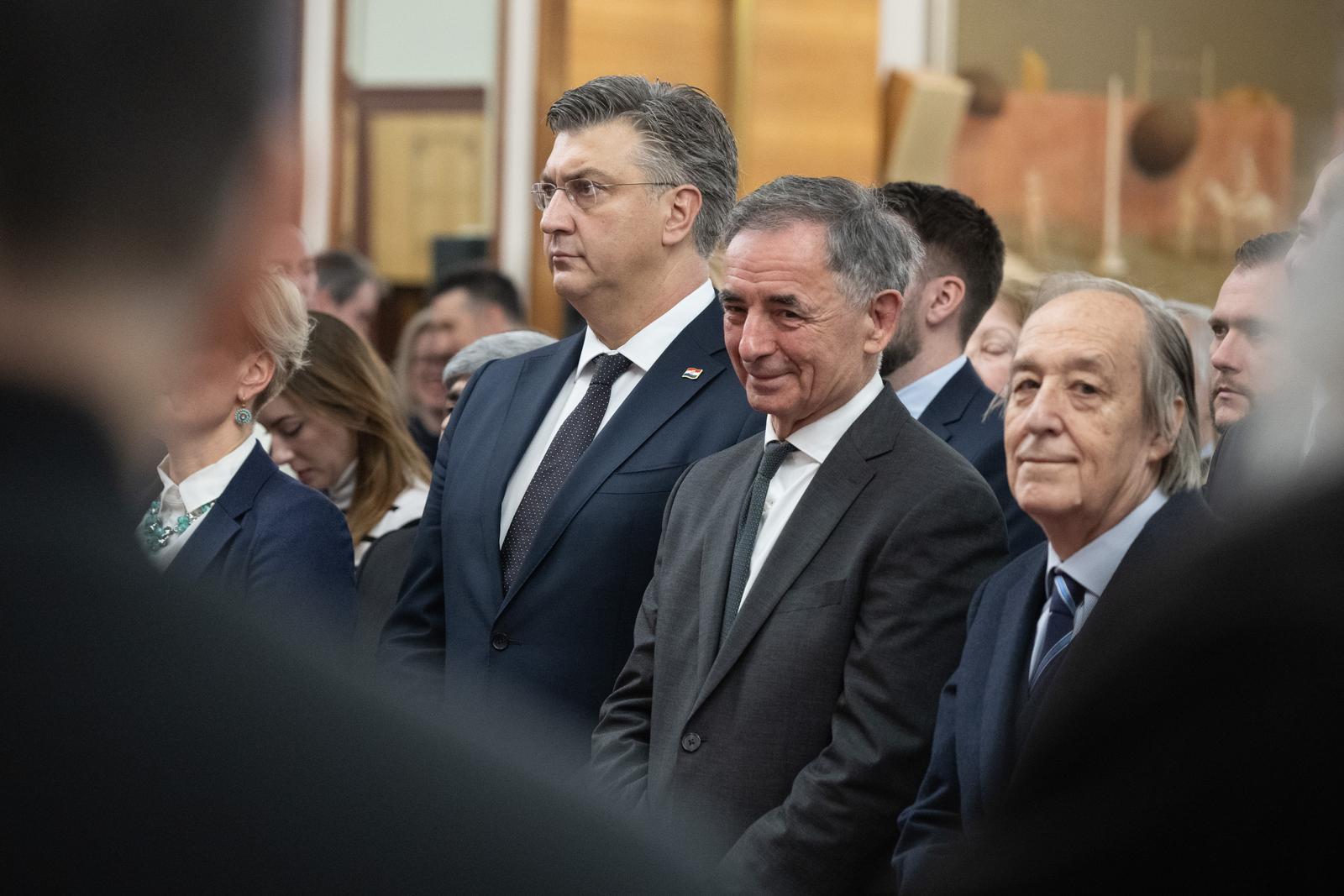 06.01.2025., Zagreb - Prijem u organizaciji Srpskog narodnog vijeca povodom pravoslavnog Bozica u hotelu Westin. predsjednik Vlade RH Andrej Plenkovic, Milorad Pupovac, Furio Radin Photo: Davor Puklavec/PIXSELL