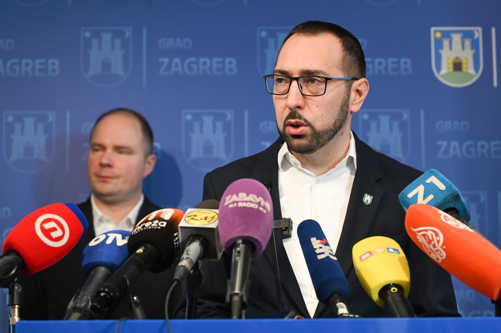 07.01.25., Zagreb - U Gradskoj upravi gradonacelnik Grada Zagreba Tomislav Tomasevic sa svojim suradnicima odrzao je redovnu konnferenciju za medije. Photo: Davorin Visnjic/PIXSELL