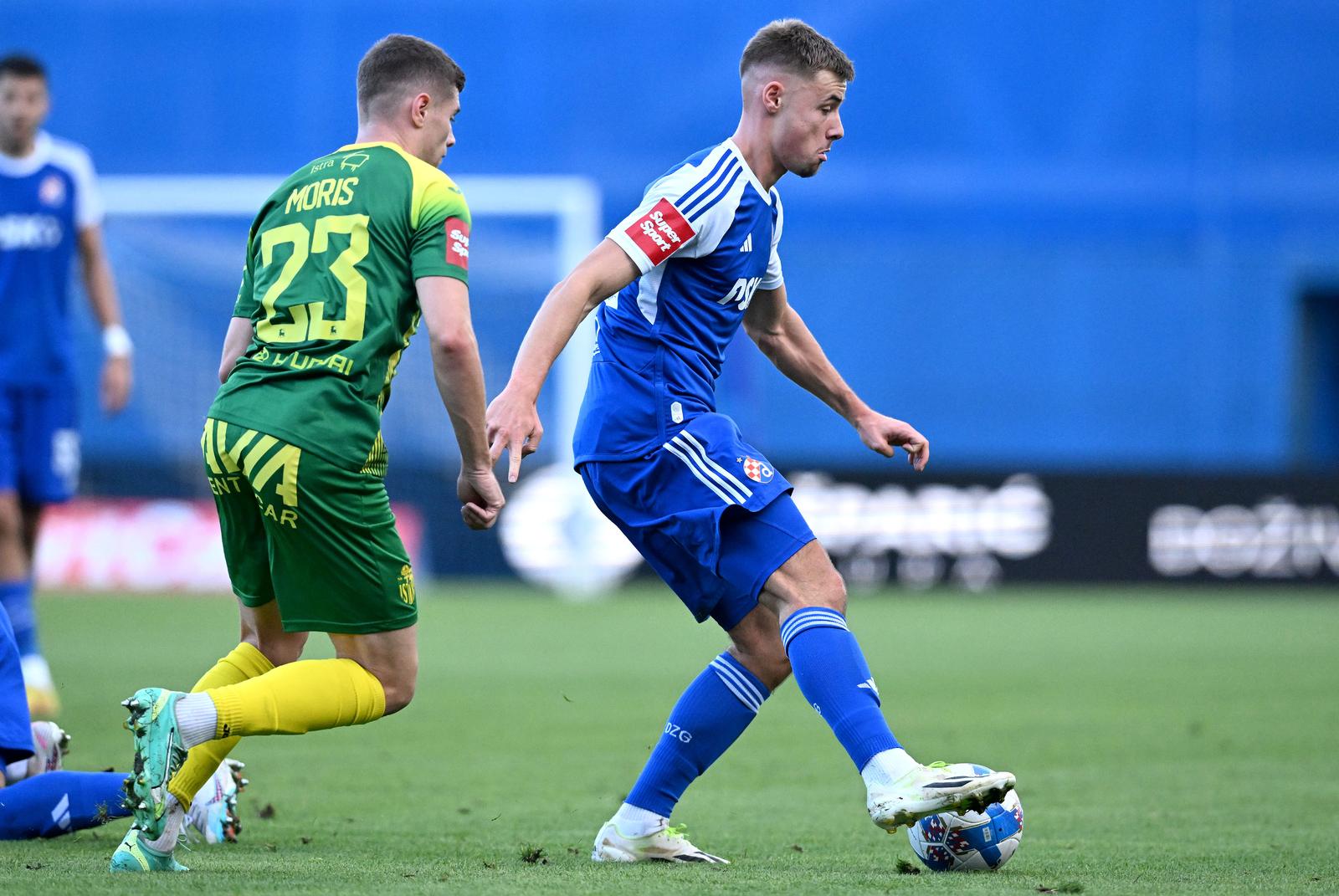 08.10.2023., stadion Maksimir, Zagreb - SuperSport HNL, 11. kolo, GNK Dinamo - NK Istra 1961. Moris Valincic, Gabriel Vidovic Photo: Marko Lukunic/PIXSELL