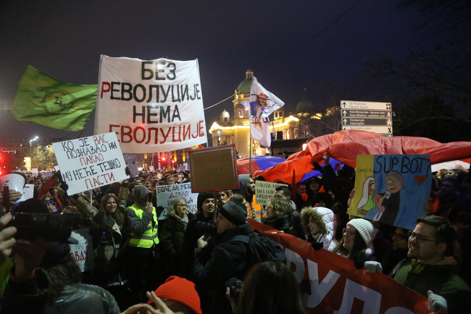 12, January, 2025, Belgrade - A student protest "It's important to have a stance" was held in front of the Constitutional Court, which was joined by citizens. Photo: F.S./ATAImages  12, januar, 2025, Beograd - Ispred Ustavnog suda odrzan je protest studenata "Bitno je da imas (u)stav" kome su se prikljucili i gradjani.