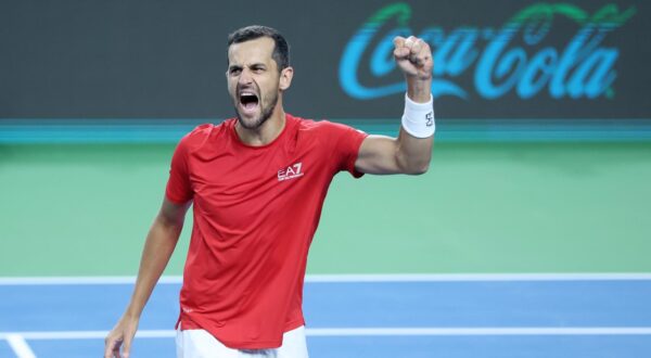 14.09.2024., Varazdin - Davis Cup Svjetska skupina I, susret Hrvatske i Litve. Mec parova izmedju Mate Pavica i Mili Poljicka protiv Edasa Butvilasa i Viliusa Gaubasa. Mate Pavic Photo: Sanjin Strukic/PIXSELL