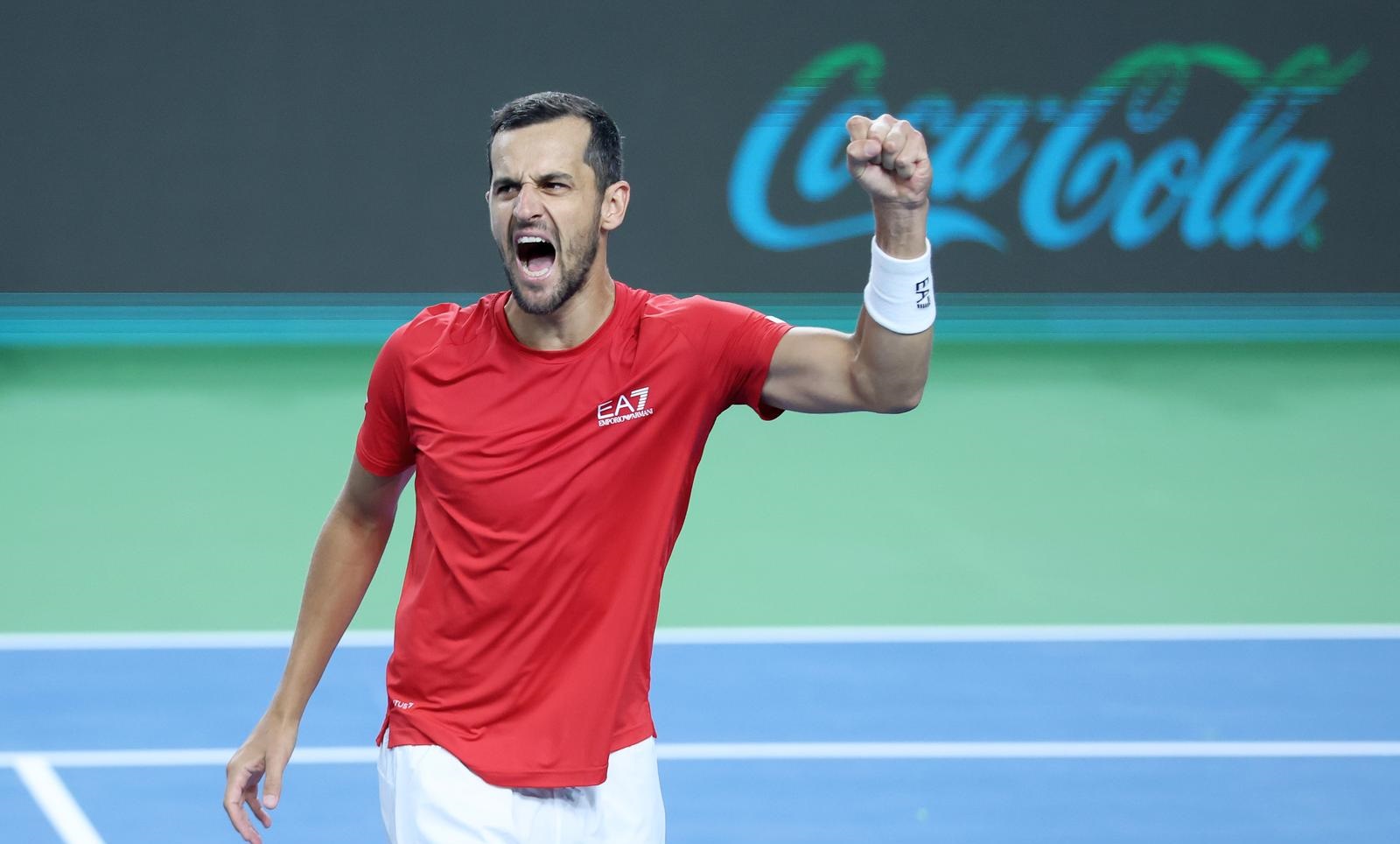 14.09.2024., Varazdin - Davis Cup Svjetska skupina I, susret Hrvatske i Litve. Mec parova izmedju Mate Pavica i Mili Poljicka protiv Edasa Butvilasa i Viliusa Gaubasa. Mate Pavic Photo: Sanjin Strukic/PIXSELL