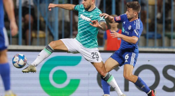 20.08.2023., stadion Kranjceviceva, Zagreb - SuperSport HNL, 05. kolo, NK Rudes - HNK Hajduk. Tomislav Srbljinovic, Jan Mlakar Photo: Luka Stanzl/PIXSELL