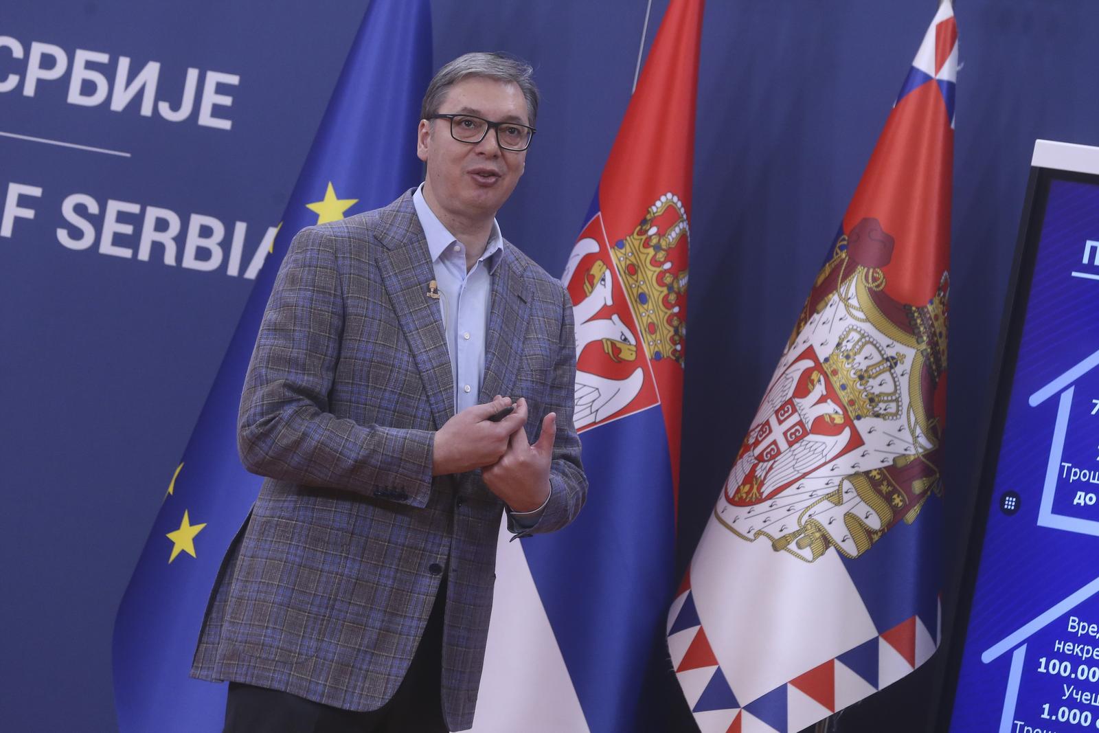 21, December, 2024, Belgrade - The President of the Republic of Serbia Aleksandar Vucic addressed the public in the Palace of Serbia. Aleksandar Vucic. Photo: F.S./ATAImages

21, decembar, 2024, Beograd - Predsednik Republike Srbije Aleksandar Vucic obratio se javnosti u u Palati Srbija. Photo: F.S./ATAImages Photo: F.S./ATAImages/PIXSELL