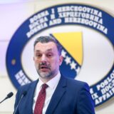 24.01.2025., Sarajevo, Bosna i Hercegovina - Ministar vanjskih poslova BiH Elmedin Konakovic odrzao je konferenciju za medije povodom druge godine mandata na ovoj funkciji. Photo: Armin Durgut/PIXSELL