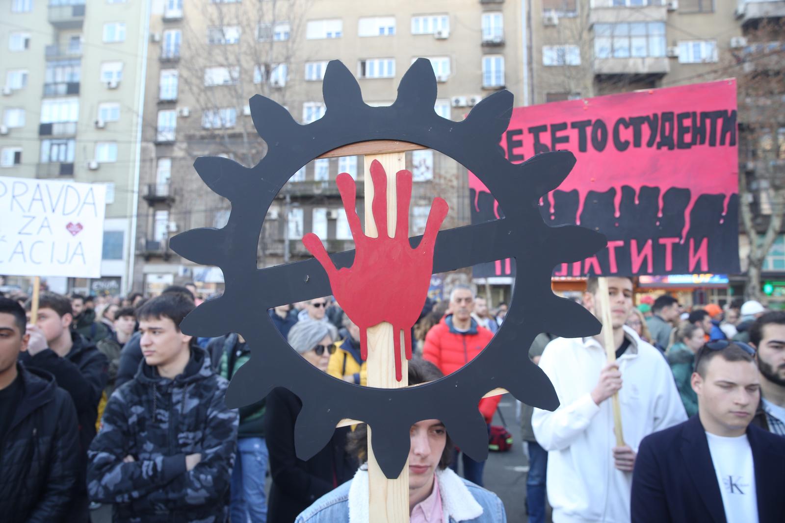 25, January, 2025, Belgrade - Students of the University of Belgrade, citizens, as well as 300 motorcyclists led by students of the Faculty of Electrical Engineering, gathered at Vuk's Monument, where they blocked traffic as part of the "Stop, Serbia" campaign. Photo: F.S./ATAImages

25, januar, 2025, Beograd - Studenti Beogradskog Univerziteta, gradjani kao i 300 motorciklista predvodjeni studentima Elektrotehnickog fakulteta izasli su kod Vukovog spomenika, gde su blokirali saobracaj u sklopu akcije "Zastani, Srbijo". Photo: F.S./ATAImages Photo: F.S./ATAImages/PIXSELL