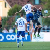 26.08.2023.., stadion Varteks, Varazdin - SuperSport HNL, 06. kolo, NK Varazdin - HNK Hajduk. Zvonimir Sarlija, Fran Brodic. Photo: Slavko Midzor/PIXSELL