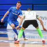 27.11.2024., KC Drazen Petrovic, Zagreb - Elitna runda UEFA Futsal Lige prvaka, skupina B, 1. kolo, MNK Olmissum - MNK Futsal Dinamo. Tihomir Novak, Jure Copic. Photo: Slavko Midzor/PIXSELL