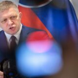 epa11814810 Slovakia's Prime Minister Robert Fico addresses a press conference in the Slovak permanent representation in Brussels, Belgium, 09 January 2025. The Slovakian prime minister is in Brussels to discuss the termination of the Russian gas transit to Europe through Ukraine.   EPA/OLIVIER MATTHYS