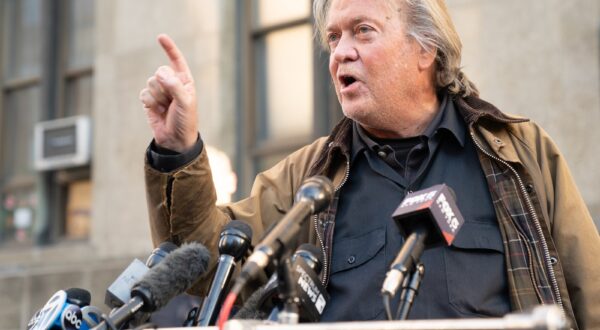 November 18, 2024: Steve Bannon speaks to the media as he leaves Manhattan Supreme Court on Nov. 12, 2024.,Image: 936043375, License: Rights-managed, Restrictions: , Model Release: no, Credit line: Barry Williams / Zuma Press / Profimedia