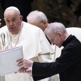 epa11813007 Pope Francis leads the weekly general audience in the Paul VI Hall, Vatican City, 08 January 2025.  EPA/ANGELO CARCONI