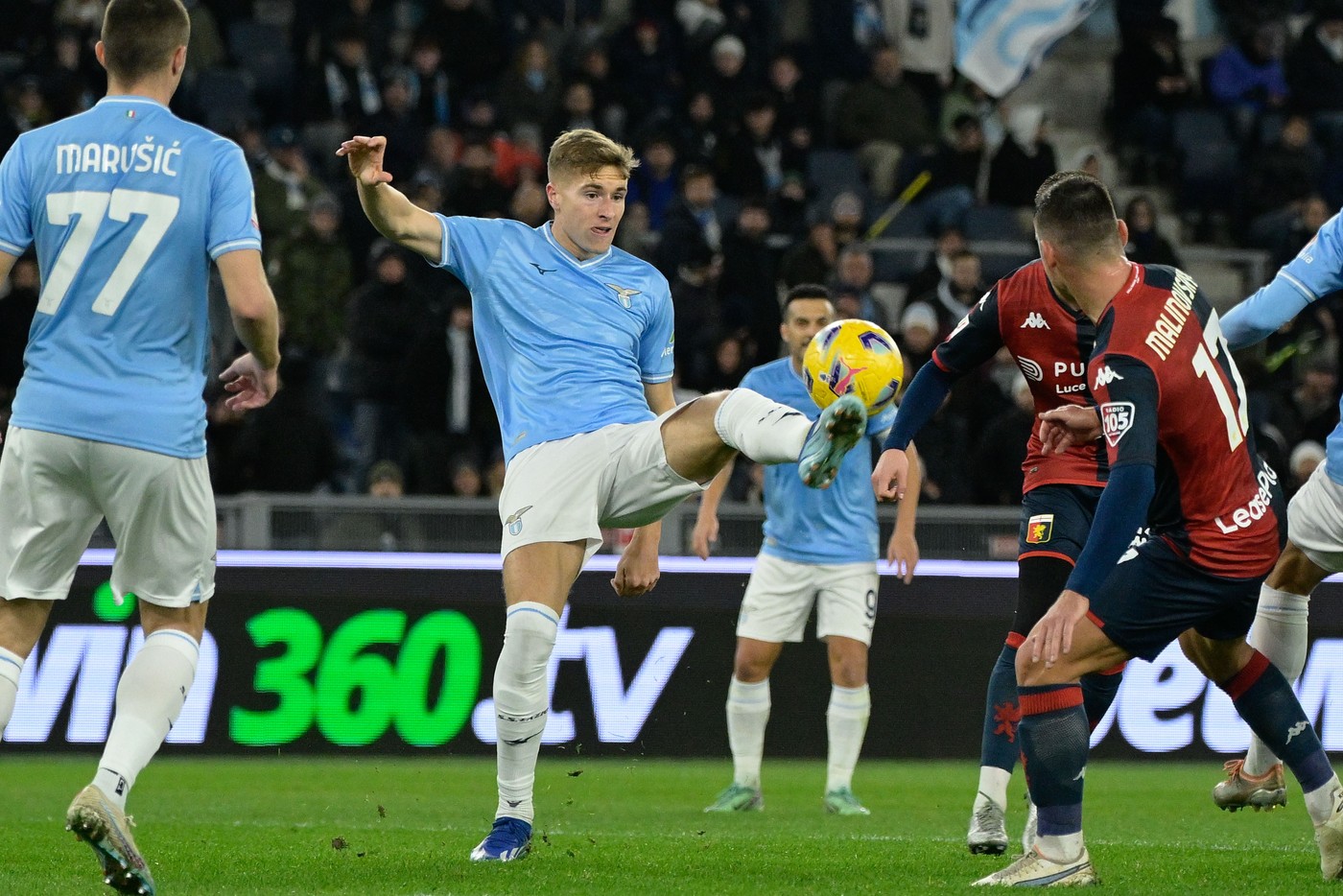 Toma Basic (SS Lazio);  during the Coppa Italia Frecciarossa round of 16 match between SS Lazio vs Genoa CFC Calcioat the Olimpic Stadium in Rome on 05 December 2023.,Image: 827060326, License: Rights-managed, Restrictions: Per la presente foto non è stata rilasciata liberatoria. Ai sensi di legge e come già accettato in fase di registrazione sul sito, chi pubblica la foto è tenuto a pixelare tutto ciò che violi il Diritto alla Privacy di soggetti terzi (volti, targhe ecc, Model Release: no, Credit line: Fabrizio Corradetti/IPA Sport / / IPA / Profimedia