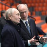 8606907 26.01.2024 Russian President Vladimir Putin and Russian Security Council secretary Nikolai Patrushev, right, inspect the sports hall during his visit to St. Petersburg State Maritime Technical University, in St. Petersburg, Russia.,Image: 840819253, License: Rights-managed, Restrictions: Editors' note: THIS IMAGE IS PROVIDED BY RUSSIAN STATE-OWNED AGENCY SPUTNIK., Model Release: no, Credit line: Alexei Danichev / Sputnik / Profimedia