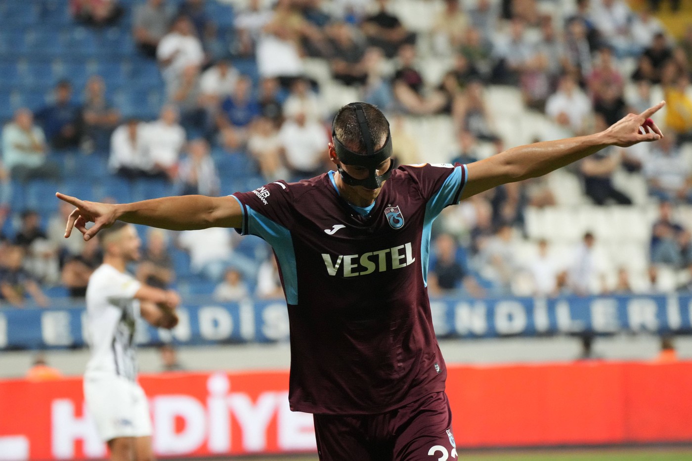 Filip Benkovic of Trabzonspor celebrates after scoring the third goal of his team during the Turkish Super League football match between Kasimpasa and Trabzonspor at Recep Tayyip Erdogan Stadium in Istanbul , Turkey on September 01 , 2023.  Photo by Istanbul Turkey Istanbul Turkey Copyright: xx Kasimpasa-Trabzon-tr010923 69,Image: 847595570, License: Rights-managed, Restrictions: , Model Release: no, Credit line: Seskimphoto / imago sportfotodienst / Profimedia