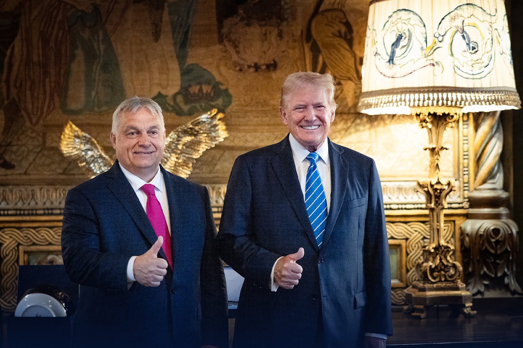 This handout from the social media platform X (formerly Twitter) account of Hungary's Prime Minister Viktor Orban @PM_ViktorOrban posted on July 11, 2024 shows Orban (L) posing with former US president Donald Trump at Trump's estate in Mar-a-Lago in Palm Beach, Florida. Hungary's nationalist Prime Minister Viktor Orban jetted off to Florida on July 11 to meet with former US president Donald Trump after the end of the NATO summit in Washington.,Image: 889181715, License: Rights-managed, Restrictions: -----EDITORS NOTE --- RESTRICTED TO EDITORIAL USE - MANDATORY CREDIT "AFP PHOTO / X ACCOUNT OF HUNGARY'S PRIME MINISTER VIKTOR ORBAN @PM_ViktorOrban" - NO MARKETING - NO ADVERTISING CAMPAIGNS - DISTRIBUTED AS A SERVICE TO CLIENTS, ***
HANDOUT image or SOCIAL MEDIA IMAGE or FILMSTILL for EDITORIAL USE ONLY! * Please note: Fees charged by Profimedia are for the Profimedia's services only, and do not, nor are they intended to, convey to the user any ownership of Copyright or License in the material. Profimedia does not claim any ownership including but not limited to Copyright or License in the attached material. By publishing this material you (the user) expressly agree to indemnify and to hold Profimedia and its directors, shareholders and employees harmless from any loss, claims, damages, demands, expenses (including legal fees), or any causes of action or allegation against Profimedia arising out of or connected in any way with publication of the material. Profimedia does not claim any copyright or license in the attached materials. Any downloading fees charged by Profimedia are for Profimedia's services only. * Handling Fee Only 
***, Model Release: no, Credit line: Handout / AFP / Profimedia