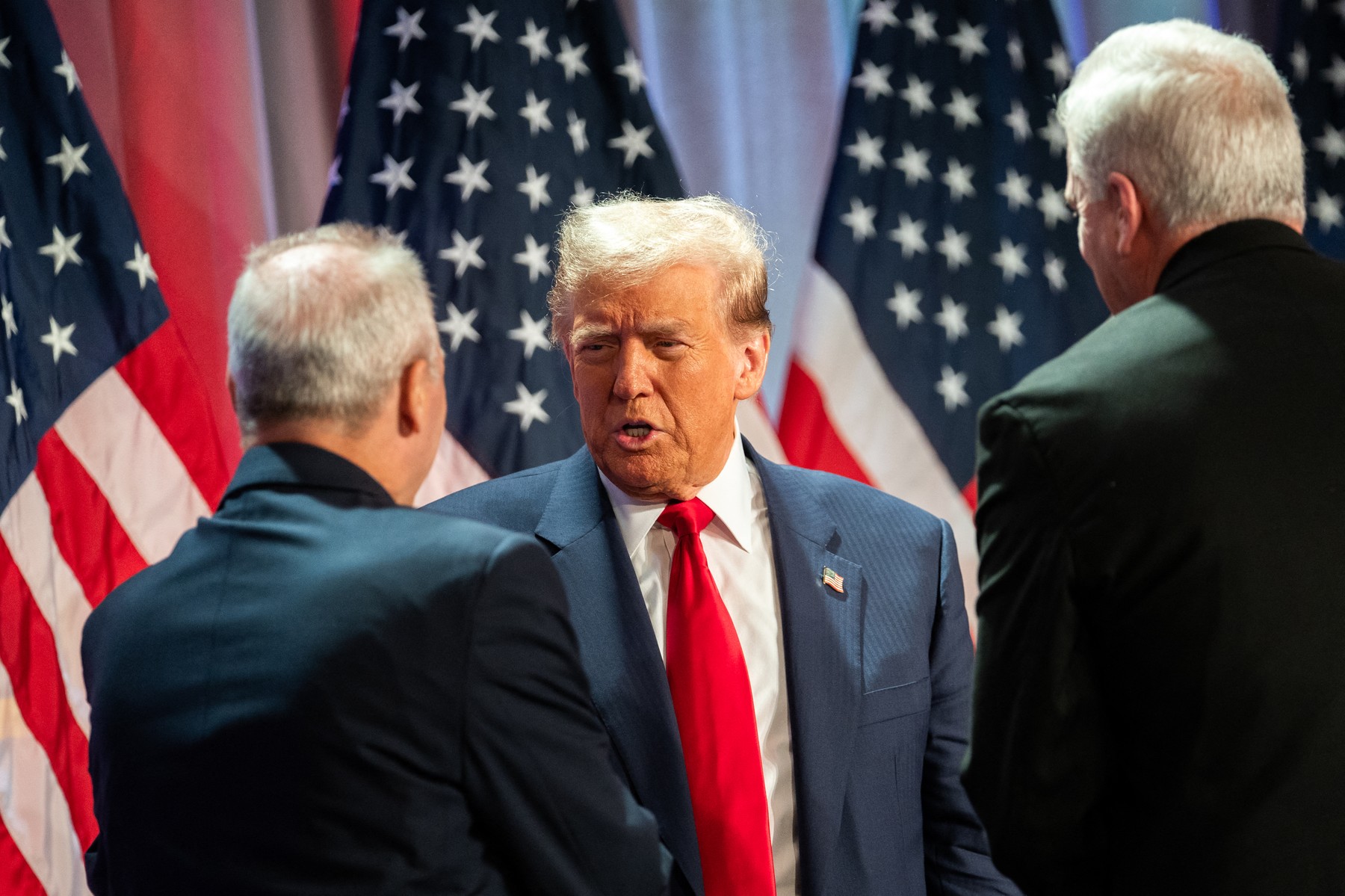 US President-elect Donald Trump joins House Republicans for a meeting at the Hyatt Regency hotel in Washington, DC on November 13, 2024.,Image: 933966699, License: Rights-managed, Restrictions: , Model Release: no, Credit line: ALLISON ROBBERT / AFP / Profimedia