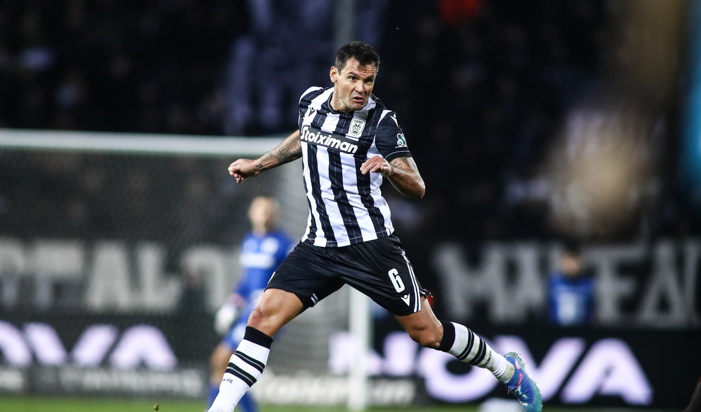 November 10, 2024, Thessaloniki, Greece: PAOK's Dejan Lovren in action during a Greek Superleague Match between PAOK and Olympiacos. Olympiacos won 2-3.,Image: 934005792, License: Rights-managed, Restrictions: , Model Release: no, Credit line: Giannis Papanikos / Zuma Press / Profimedia