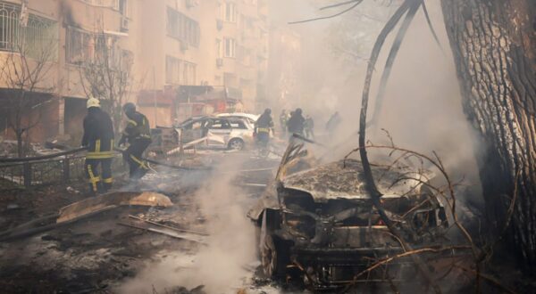 In this handout photograph taken and released by the Ukrainian Emergency Service on November 18, 2024, Ukrainian rescuers work at the site of a missile attack in Odesa, amid the Russian invasion of Ukraine. The toll from a Russian missile strike on Ukraine's Black Sea port city of Odesa on November 18, 2024 rose to 10 dead and 43 wounded, Ukraine's state emergency services said.,Image: 935911926, License: Rights-managed, Restrictions: RESTRICTED TO EDITORIAL USE - MANDATORY CREDIT 