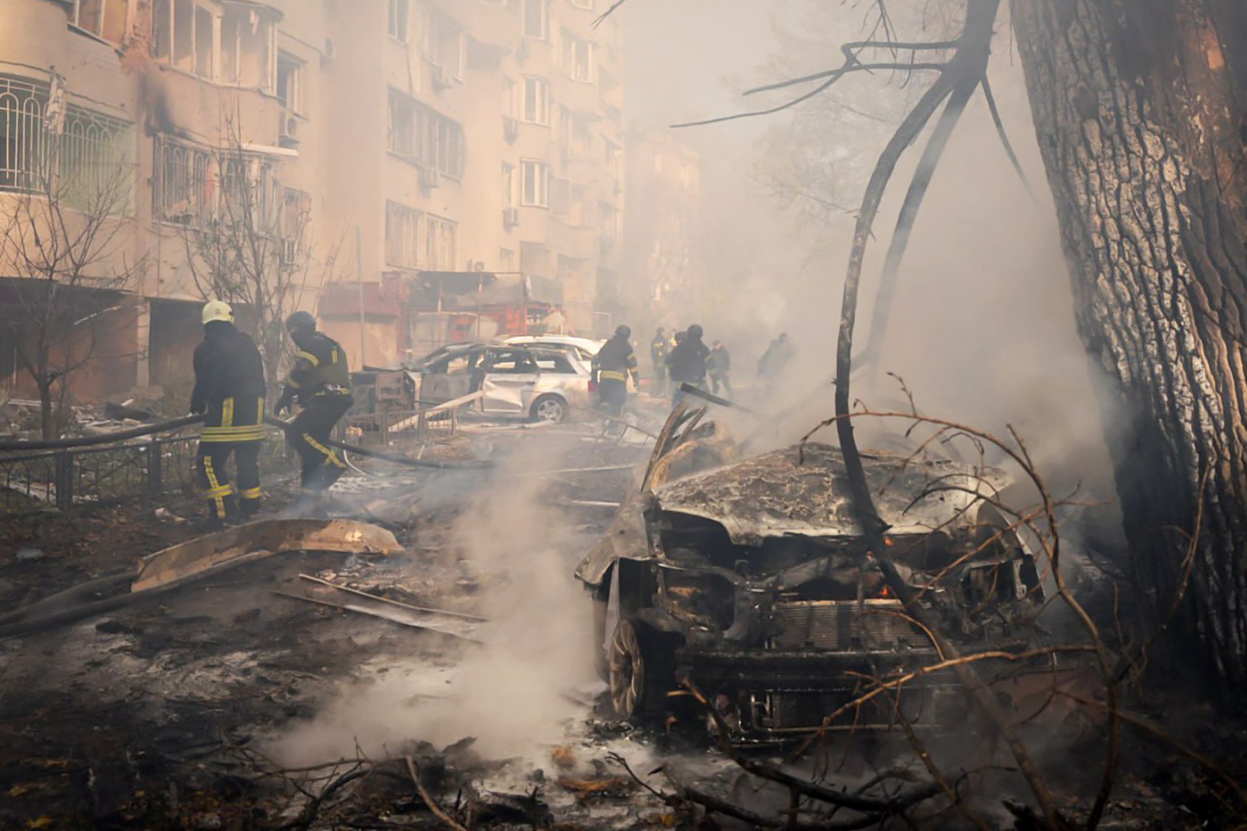 In this handout photograph taken and released by the Ukrainian Emergency Service on November 18, 2024, Ukrainian rescuers work at the site of a missile attack in Odesa, amid the Russian invasion of Ukraine. The toll from a Russian missile strike on Ukraine's Black Sea port city of Odesa on November 18, 2024 rose to 10 dead and 43 wounded, Ukraine's state emergency services said.,Image: 935911926, License: Rights-managed, Restrictions: RESTRICTED TO EDITORIAL USE - MANDATORY CREDIT "AFP PHOTO / UKRAINIAN EMERGENCY SERVICE" - NO MARKETING NO ADVERTISING CAMPAIGNS - DISTRIBUTED AS A SERVICE TO CLIENTS, ***
HANDOUT image or SOCIAL MEDIA IMAGE or FILMSTILL for EDITORIAL USE ONLY! * Please note: Fees charged by Profimedia are for the Profimedia's services only, and do not, nor are they intended to, convey to the user any ownership of Copyright or License in the material. Profimedia does not claim any ownership including but not limited to Copyright or License in the attached material. By publishing this material you (the user) expressly agree to indemnify and to hold Profimedia and its directors, shareholders and employees harmless from any loss, claims, damages, demands, expenses (including legal fees), or any causes of action or allegation against Profimedia arising out of or connected in any way with publication of the material. Profimedia does not claim any copyright or license in the attached materials. Any downloading fees charged by Profimedia are for Profimedia's services only. * Handling Fee Only 
***, Model Release: no, Credit line: Handout / AFP / Profimedia