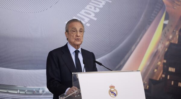 December 20, 2024, Madrid, Madrid, Spain: Real Madrid's president Florentino Perez gives a speech during the traditional Christmas press meeting held at Valdebebas Sports Complex in Madrid, Spain, 20 December 2024,Image: 948874492, License: Rights-managed, Restrictions: , Model Release: no, Credit line: Ruben Albarran / Zuma Press / Profimedia