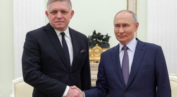 In this pool photograph distributed by Russian state agency Sputnik, Russia's President Vladimir Putin (R) shakes hands with Slovakia's Prime Minister Robert Fico (L) prior to their talks in Moscow on December 22, 2024.,Image: 949311759, License: Rights-managed, Restrictions: Editor's note : this image is distributed by Russian state owned agency Sputnik, Model Release: no, Credit line: Gavriil GRIGOROV / AFP / Profimedia