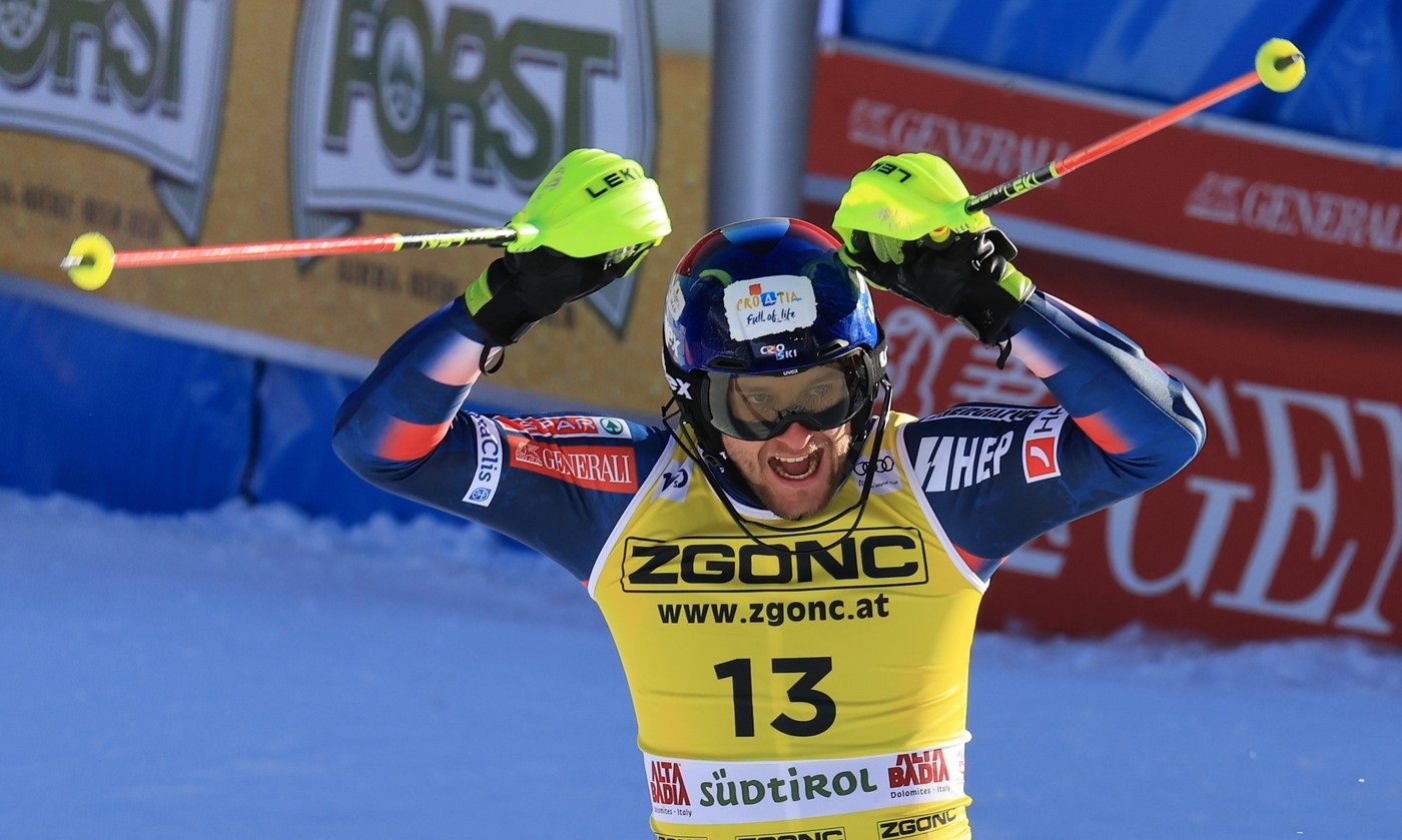 23rd December 2024, Alta Badia, Trento, Italy; Audi FIS Ski World Cup, Mens Slalom; Samuel Kolega (CRO) at the finish,Image: 949521205, License: Rights-managed, Restrictions: , Model Release: no, Credit line: Pierre Teyssot / Actionplus / Profimedia