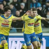 December 26, 2024, Brugge, Belgium: Westerlo's Luka Vuskovic celebrates after scoring during a soccer match between Club Brugge KV and KVC Westerlo, Thursday 26 December 2024 in Brugge, on day 20 of the 2024-2025 season of the 'Jupiler Pro League' first division of the Belgian championship. The competition was re-baptised 'Younited Pro League' for the games of matchweek 20, to shine a light on the Younited Belgium charity.,Image: 950397904, License: Rights-managed, Restrictions: * Belgium, France, Germany, Luxembourg and Netherlands Rights OUT *, Model Release: no, Credit line: Bruno Fahy / Zuma Press / Profimedia