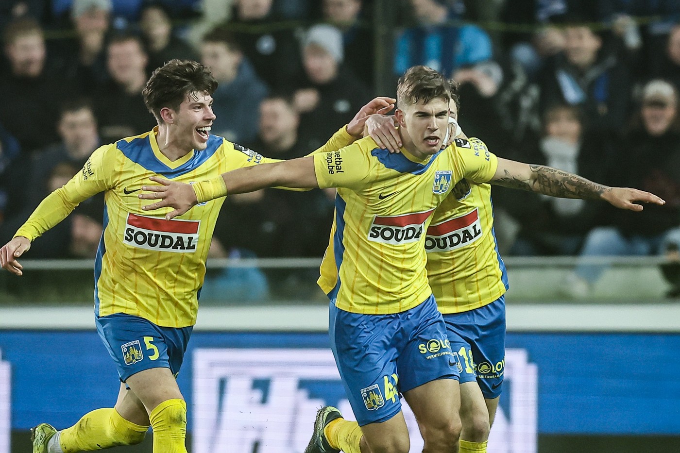 December 26, 2024, Brugge, Belgium: Westerlo's Luka Vuskovic celebrates after scoring during a soccer match between Club Brugge KV and KVC Westerlo, Thursday 26 December 2024 in Brugge, on day 20 of the 2024-2025 season of the 'Jupiler Pro League' first division of the Belgian championship. The competition was re-baptised 'Younited Pro League' for the games of matchweek 20, to shine a light on the Younited Belgium charity.,Image: 950397904, License: Rights-managed, Restrictions: * Belgium, France, Germany, Luxembourg and Netherlands Rights OUT *, Model Release: no, Credit line: Bruno Fahy / Zuma Press / Profimedia