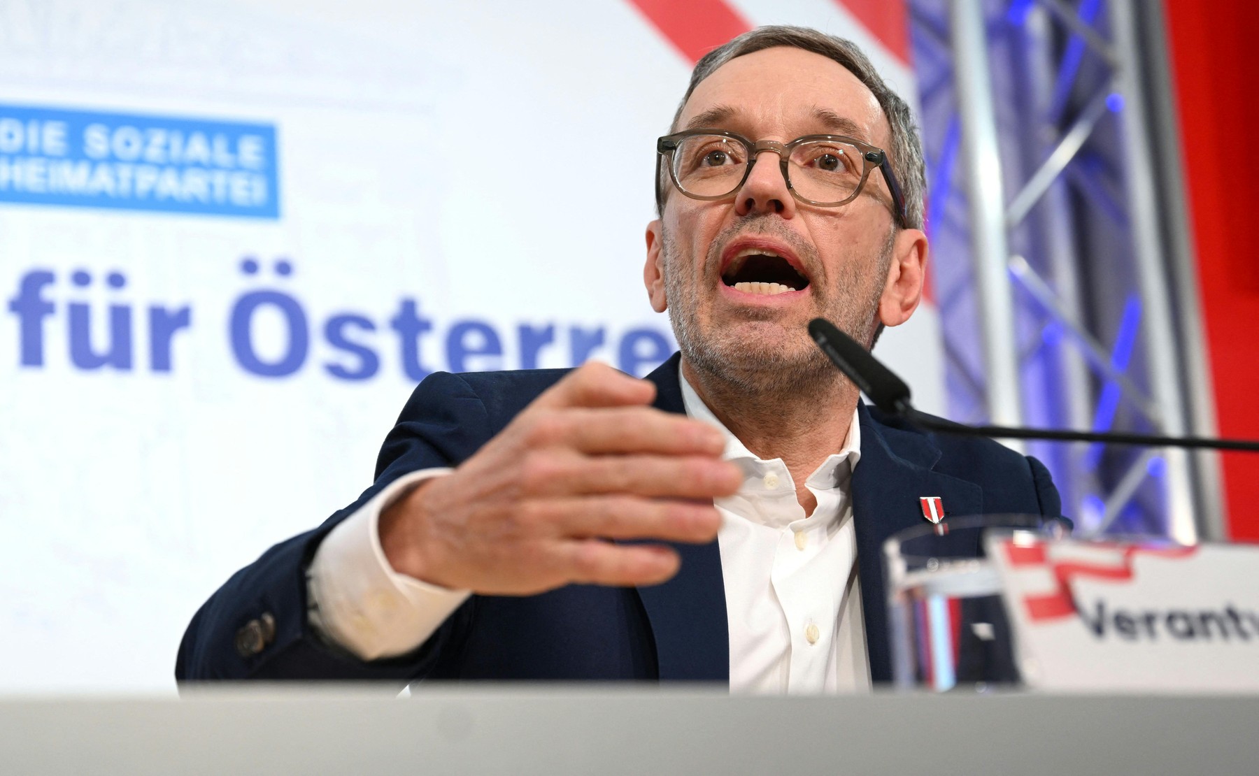 FPÖ federal party leader Herbert Kickl on Tuesday, January 7, 2025, on the occasion of a press conference on the occasion of the upcoming coalition negotiations with the ÖVP in Vienna, Austria. - 20250107_PD3516,Image: 952362890, License: Rights-managed, Restrictions: AUSTRIA OUT, GERMANY OUT, SWITZERLAND OUT, UK OUT
SOUTH TYROL OUT, Model Release: no, Credit line: Helmut Fohringer / AFP / Profimedia