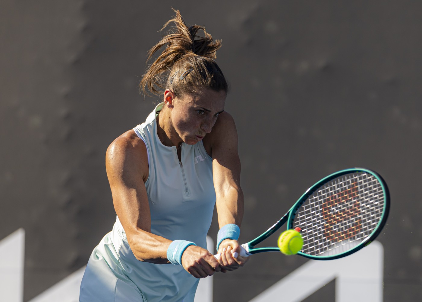 MELBOURNE, Jan. 8, 2025  -- Petra Martic hits a return during the women's singles qualifying 2nd round match between Gao Xinyu of China and Petra Martic of Croatia at Australian Open tennis tournament in Melbourne, Australia, Jan. 8, 2025.,Image: 952383402, License: Rights-managed, Restrictions: , Model Release: no, Credit line: Chu Chen / Xinhua News / Profimedia