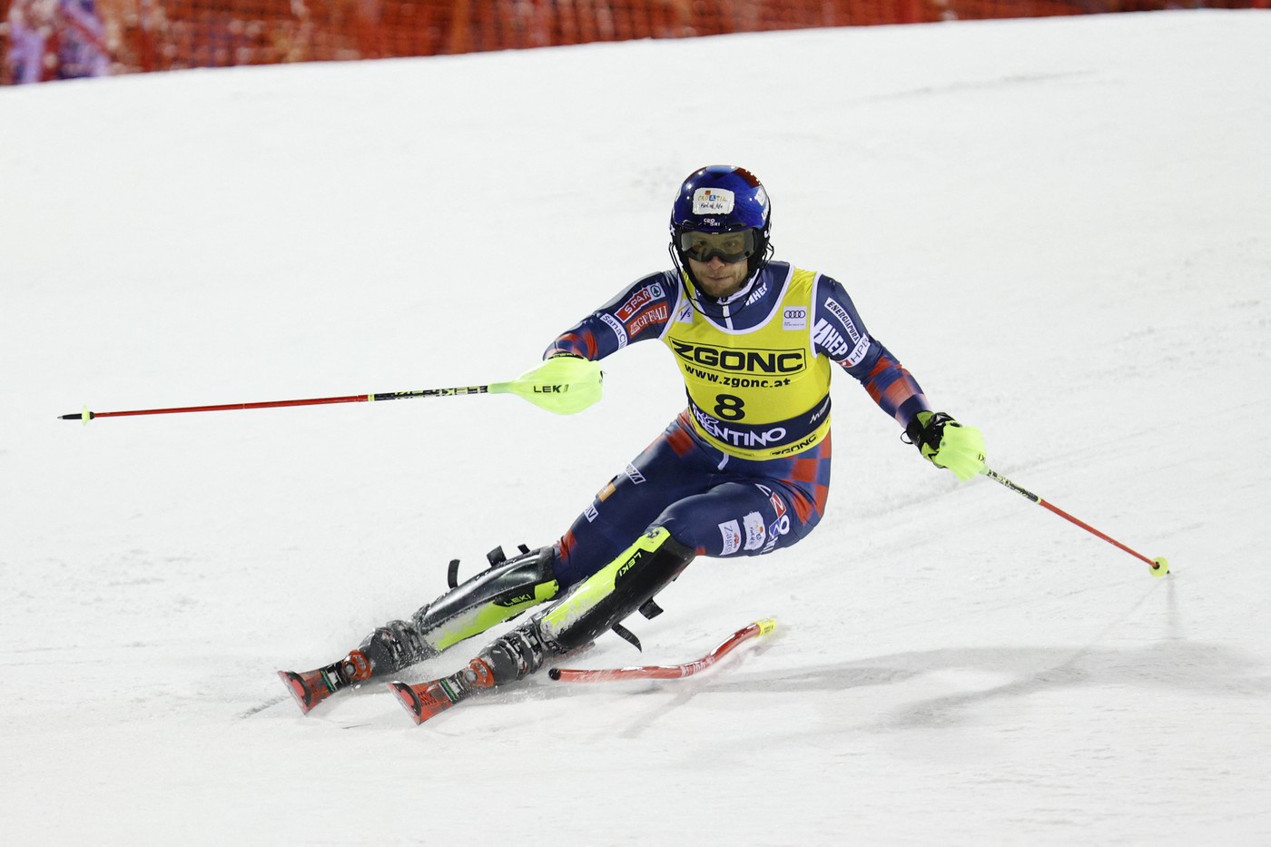 Samuel Kolega (CRO) Rossignol during the AUDI FIS Ski World Cup 2024/25 - 3Tre - Menâs Night Slalom at Canalone Miramonti Slope, on January 8th, 2025, Trento, Italy during AUDI FIS Ski World Cup - Slalom - Men, Alpine Ski race in Madonna di Campiglio, Italy, January 08 2025,Image: 952453198, License: Rights-managed, Restrictions: Per la presente foto non è stata rilasciata liberatoria. Ai sensi di legge e come già accettato in fase di registrazione sul sito, chi pubblica la foto è tenuto a pixelare tutto ciò che violi il Diritto alla Privacy di soggetti terzi (volti, targhe ecc.)., Model Release: no, Credit line: IPA Sport/ABACA / Abaca Press / Profimedia