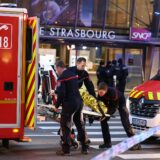 Firefighters carry an injured person on a stretcher outside the Strasbourg railway station  following a collision of two trams, in Strasbourg, eastern France, on January 11, 2025. Two trams collided in a tunnel in the eastern French city of Strasbourg on January 11, 2025, injuring twenty people, the authorities said. "Twenty people" have been injured, said a spokesman for the prefecture, adding that the cause of the accident had not yet been established.,Image: 952957755, License: Rights-managed, Restrictions: , Model Release: no, Credit line: FREDERICK FLORIN / AFP / Profimedia