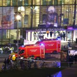 Firefighters' and rescue vehicles are stationed outside the Strasbourg railway station  following a collision of two trams, in Strasbourg, eastern France, on January 11, 2025. Two trams collided in a tunnel in the eastern French city of Strasbourg on January 11, 2025, injuring twenty people, the authorities said. "Twenty people" have been injured, said a spokesman for the prefecture, adding that the cause of the accident had not yet been established.,Image: 952964214, License: Rights-managed, Restrictions: , Model Release: no, Credit line: FREDERICK FLORIN / AFP / Profimedia