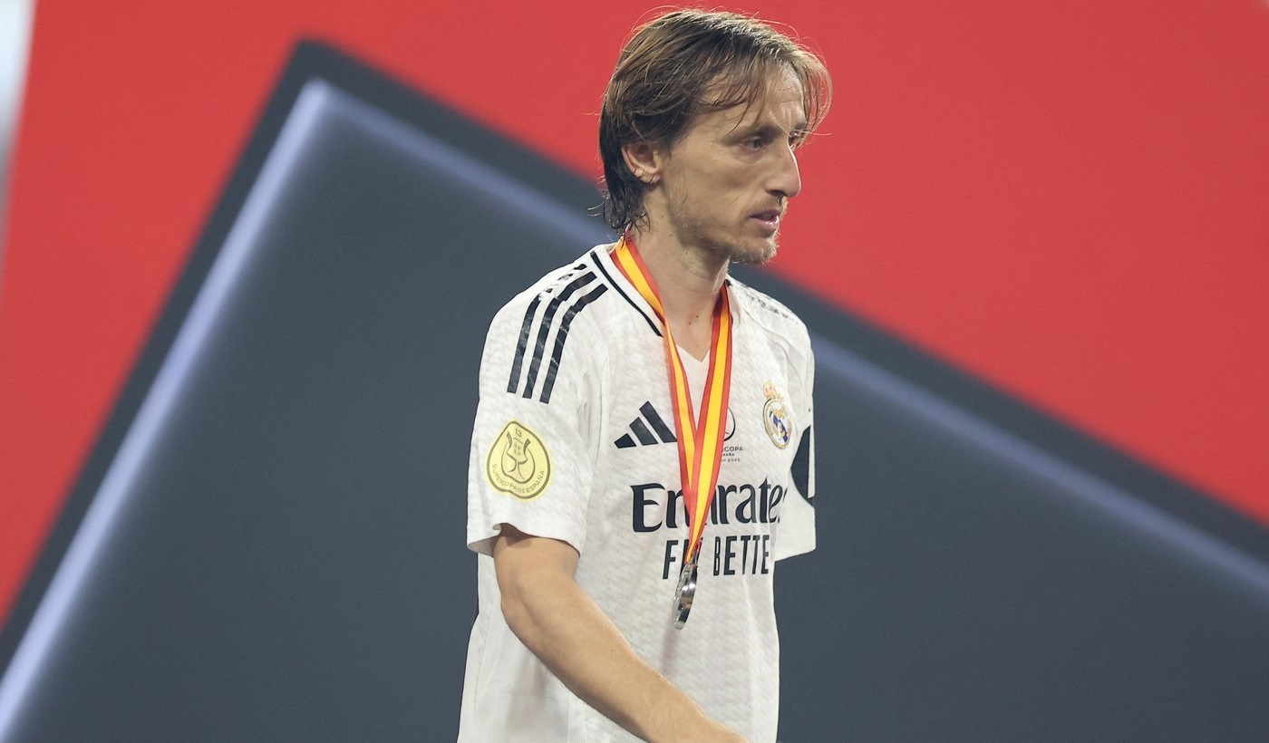 Real Madrid's Croatian midfielder #10 Luka Modric walks after receiving his medal at the end of the Spanish Super Cup final football match between Real Madrid and Barcelona at the King Abdullah Sport City in Jeddah on January 12, 2025.,Image: 953216689, License: Rights-managed, Restrictions: , Model Release: no, Credit line: Haitham AL-SHUKAIRI / AFP / Profimedia