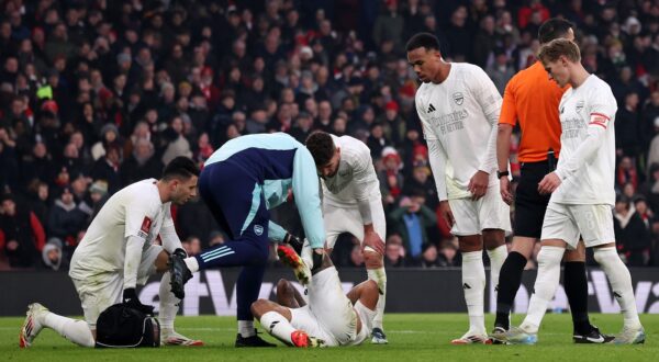 January 12, 2025, London: London, England, 12th January 2025. Arsenal's Gabriel Jesus goes off injured during the FA Cup match at the Emirates Stadium, London.,Image: 953318575, License: Rights-managed, Restrictions: * United Kingdom Rights OUT *, Model Release: no, Credit line: David Klein / Zuma Press / Profimedia