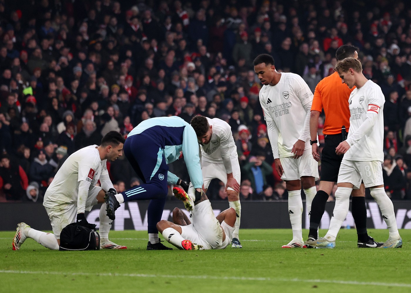 January 12, 2025, London: London, England, 12th January 2025. Arsenal's Gabriel Jesus goes off injured during the FA Cup match at the Emirates Stadium, London.,Image: 953318575, License: Rights-managed, Restrictions: * United Kingdom Rights OUT *, Model Release: no, Credit line: David Klein / Zuma Press / Profimedia