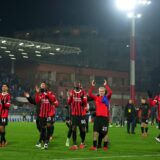 AC Milan’s players celebrate winning the match during the Serie A soccer match between Como and Milan at Giuseppe Sinigaglia  Stadium in Como  , North Italy - Tuesday , January 4  , 2025 Sport - Soccer .,Image: 953570949, License: Rights-managed, Restrictions: *** World Rights Except China, France, and Italy *** CHNOUT FRAOUT ITAOUT, Model Release: no, Credit line: LaPresse / ddp USA / Profimedia