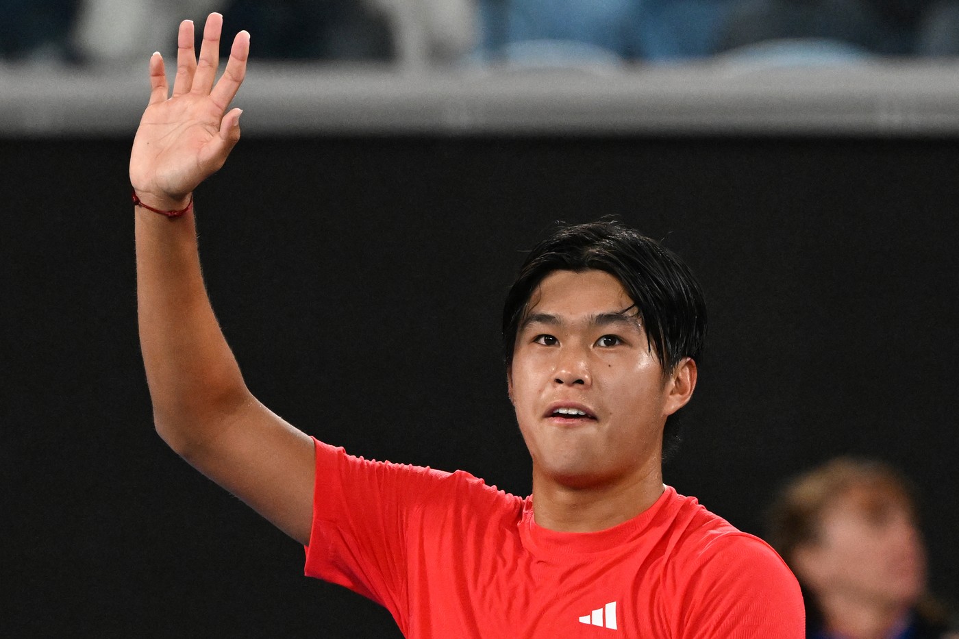 USA's Learner Tien celebrates victory against Russia's Daniil Medvedev during their men's singles match on day five of the Australian Open tennis tournament in Melbourne on January 17, 2025.,Image: 954230450, License: Rights-managed, Restrictions: -- IMAGE RESTRICTED TO EDITORIAL USE - STRICTLY NO COMMERCIAL USE --, Model Release: no, Credit line: Paul Crock / AFP / Profimedia