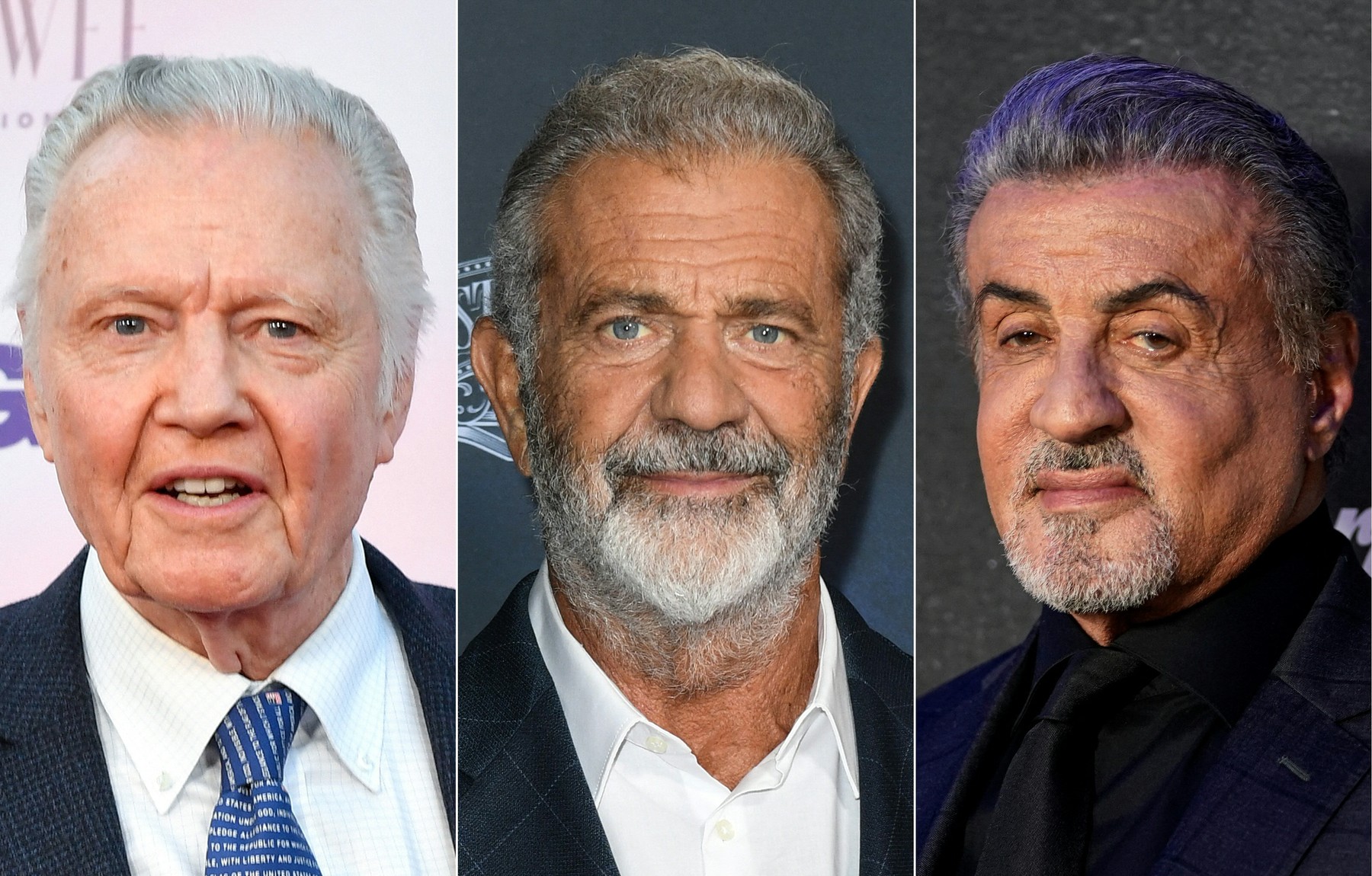 (COMBO) This combination of pictures created on January 16, 2025 shows US actor Jon Voight in Hollywood, California, August 20, 2024, US actor and filmmaker Mel Gibson in Los Angeles on September 24, 2024, and US actor Sylvester Stallone in New York City on November 9, 2022.
 US President-elect Donald Trump named controversial movie legends and long-standing supporters Sylvester Stallone, Mel Gibson and Jon Voight as special envoys to Hollywood on January 16, 2025 in a bid to make the entertainment industry "stronger than ever before." The trio of stars, who have 10 Oscar nominations between them and three wins, stand out in Tinseltown, breaking ranks with the bulk of their colleagues who have long leaned to the Democrats.,Image: 954285165, License: Rights-managed, Restrictions: , Model Release: no, Credit line: TIMOTHY A. CLARY / AFP / Profimedia