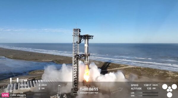 In this screen grab taken from the SpaceX broadcast the Starship's Super Heavy Booster is being grappled mid-air as it returns to the launch pad at Starbase near Boca Chica, Texas, on January 16, 2025. After Jeff Bezos's Blue Origin nailed its first-ever orbital flight, Elon Musk's SpaceX seized back the spotlight on January 16 with the latest launch of Starship, the gargantuan next-generation rocket that could one day ferry humans to Mars. A taller, improved version of the biggest and most powerful launch vehicle ever built blasted off from the company's Starbase in Boca Chica, Texas, at 4:37 pm (2237 GMT) for its seventh orbital test.,Image: 954325951, License: Rights-managed, Restrictions: RESTRICTED TO EDITORIAL USE - MANDATORY CREDIT 