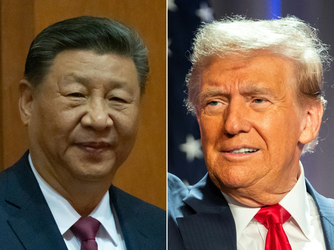 (COMBO) This combination of pictures created on January 17, 2025 shows China's President Xi Jinping in Macau on December 19, 2024 and US President-elect Donald Trump in Washington, DC on November 13, 2024.
 Chinese President Xi Jinping held phone talks on January 17, 2025, with US president-elect Donald Trump, Chinese state media reported. CCTV said the phone call happened "on the evening of January 17", without providing any immediate further details.,Image: 954535751, License: Rights-managed, Restrictions: , Model Release: no, Credit line: Anthony Kwan / AFP / Profimedia